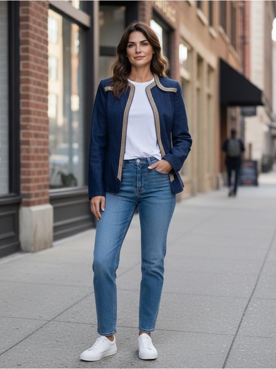 Bob Mackie Jackets & Blazers - BOB MACKIE Designer VNTG Military Denim Jacket Blazer NWT